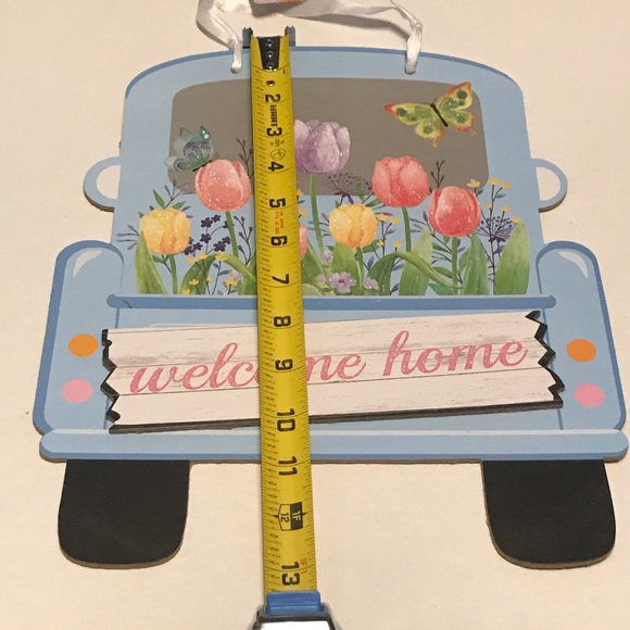 Welcome Floral Blue Truck Hanging Wall Sign Set - Picture 10 of 16